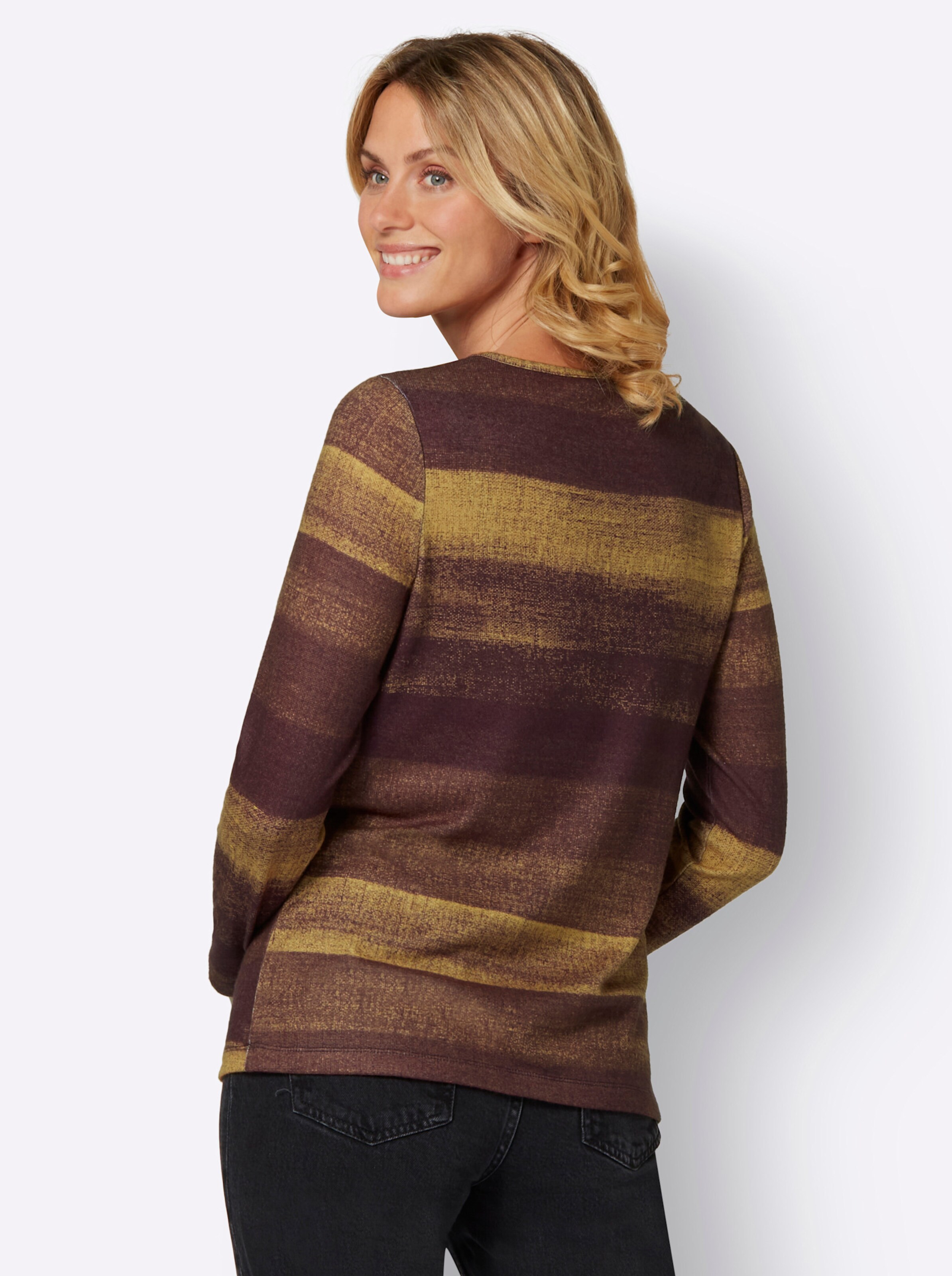 Druck-Shirt in burgund-ocker-gemustert