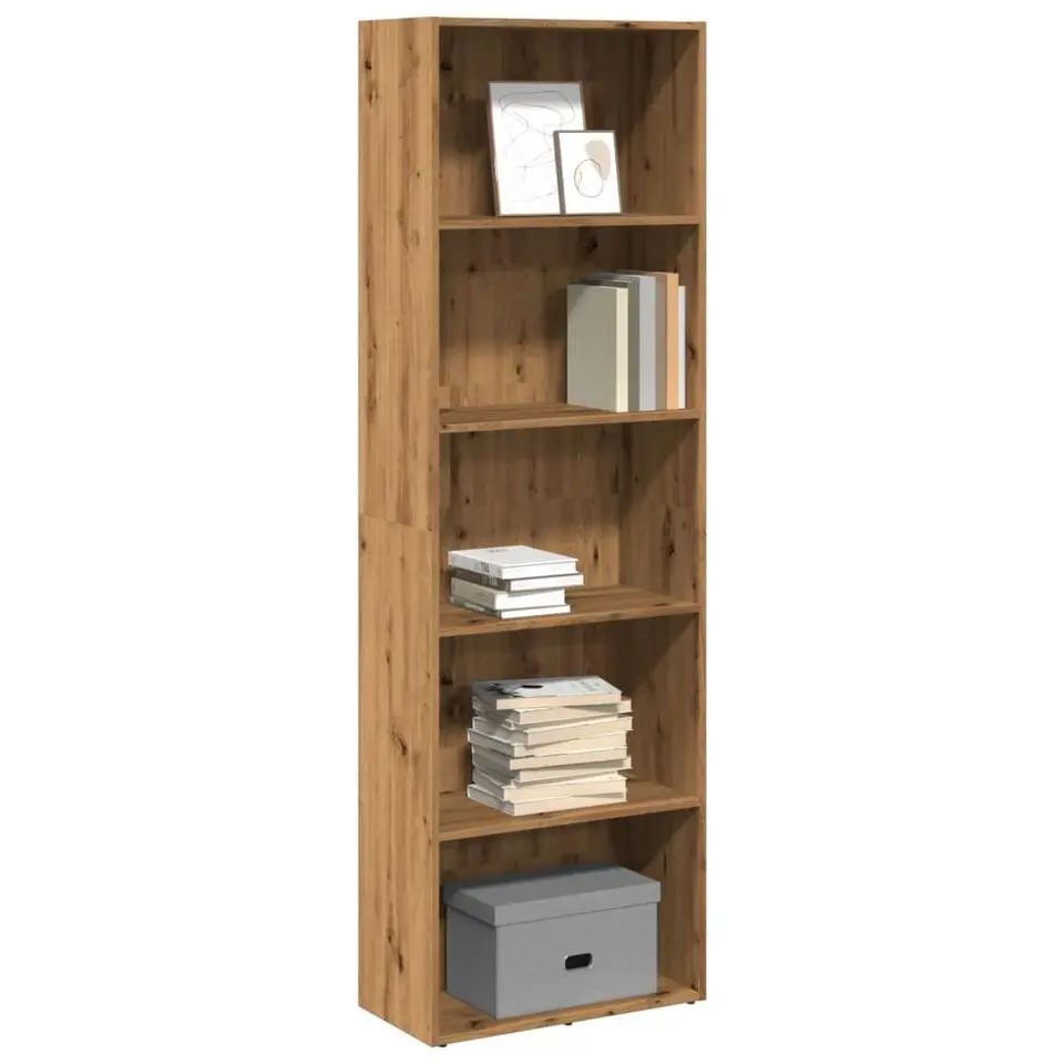 vidaXL - Boekenkast 5 vakken voor woonkamers - Artisanaal eiken - 60x30x189 cm
