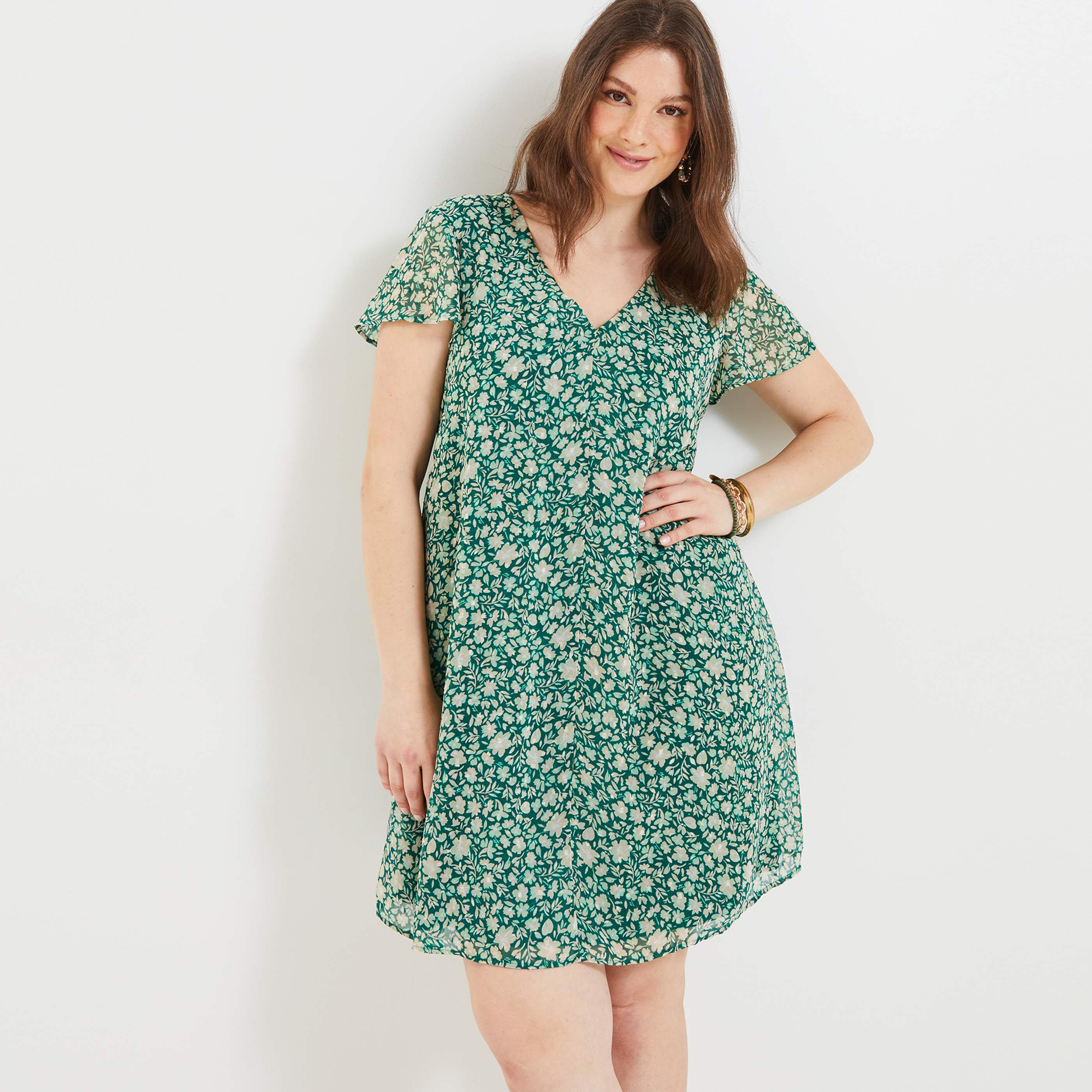Robe imprimée femme - VERT