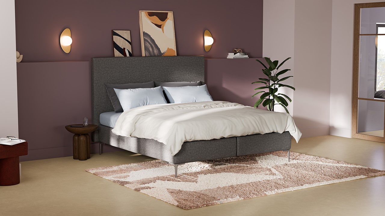 Boxspring Emerald met Silver Pocket Deluxe Foam matras dark grey