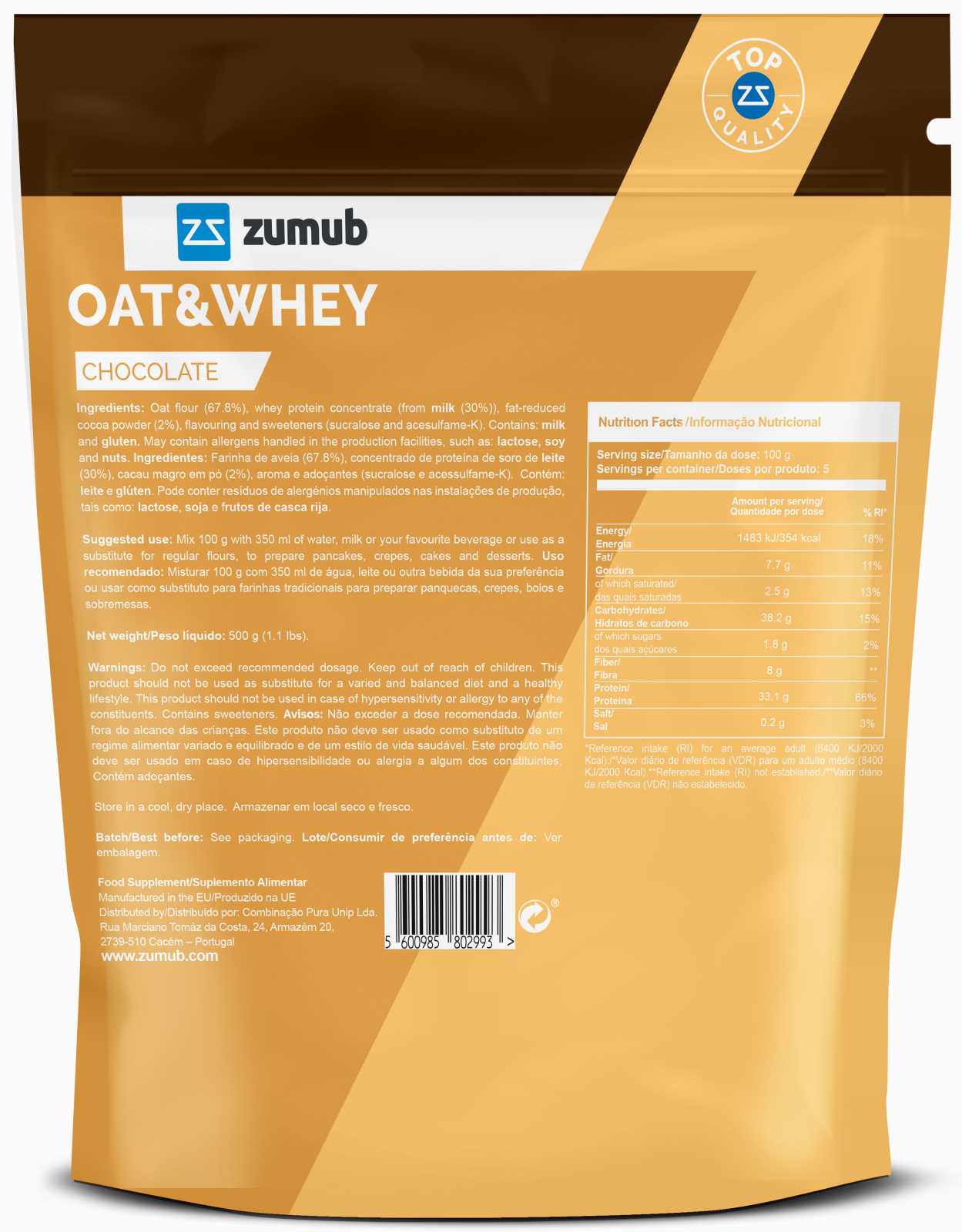 Zumub Aveia e Soro de Leite 500g