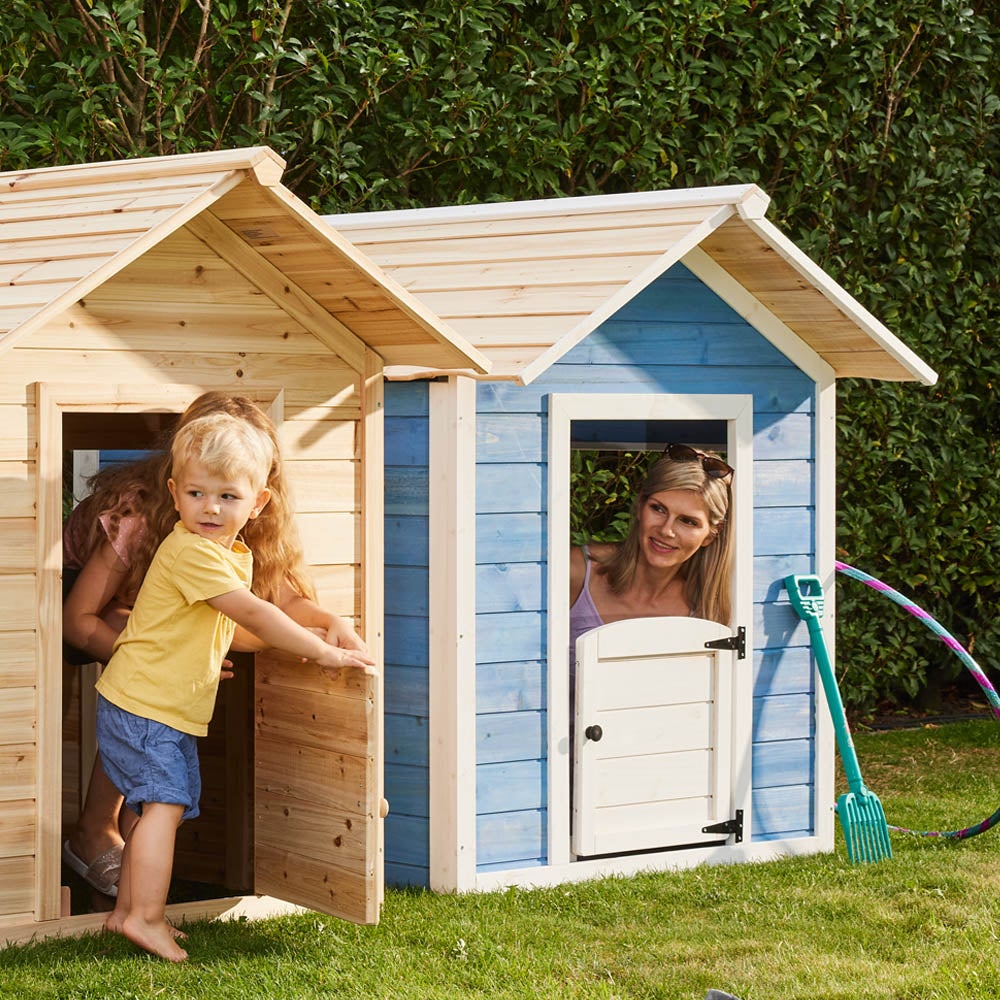Home Deluxe - Speelhuis - HET GROTE PALEIS blauw - 118 x 138 x 132 cm - zonder bank - FSC-gecertificeerd kinderspeelhuis, incl. montagemateriaal | Tuinhuis, houten huis, kinderspeelhuis