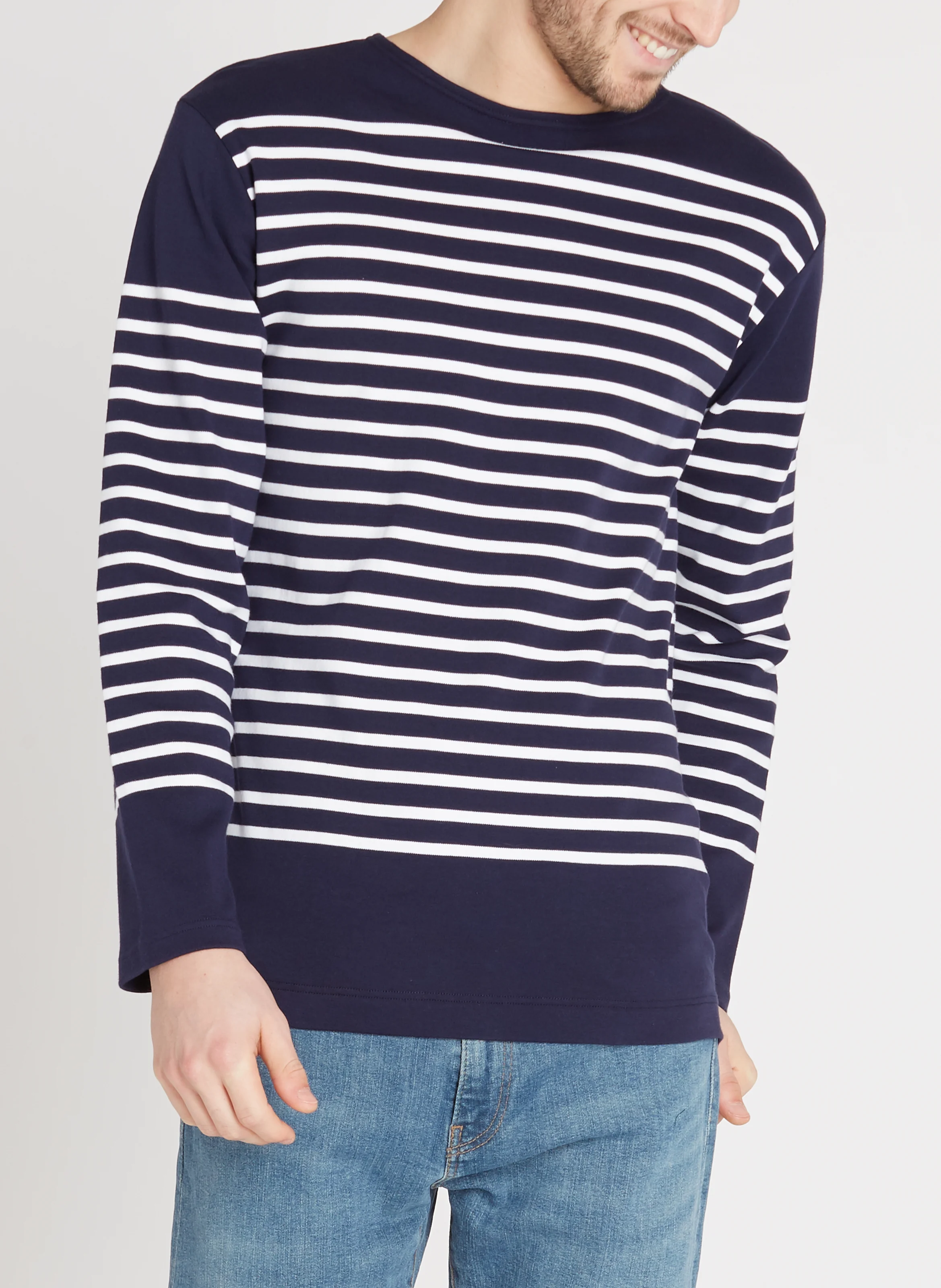 Marinière col rond en jersey de coton lourd | Bleu