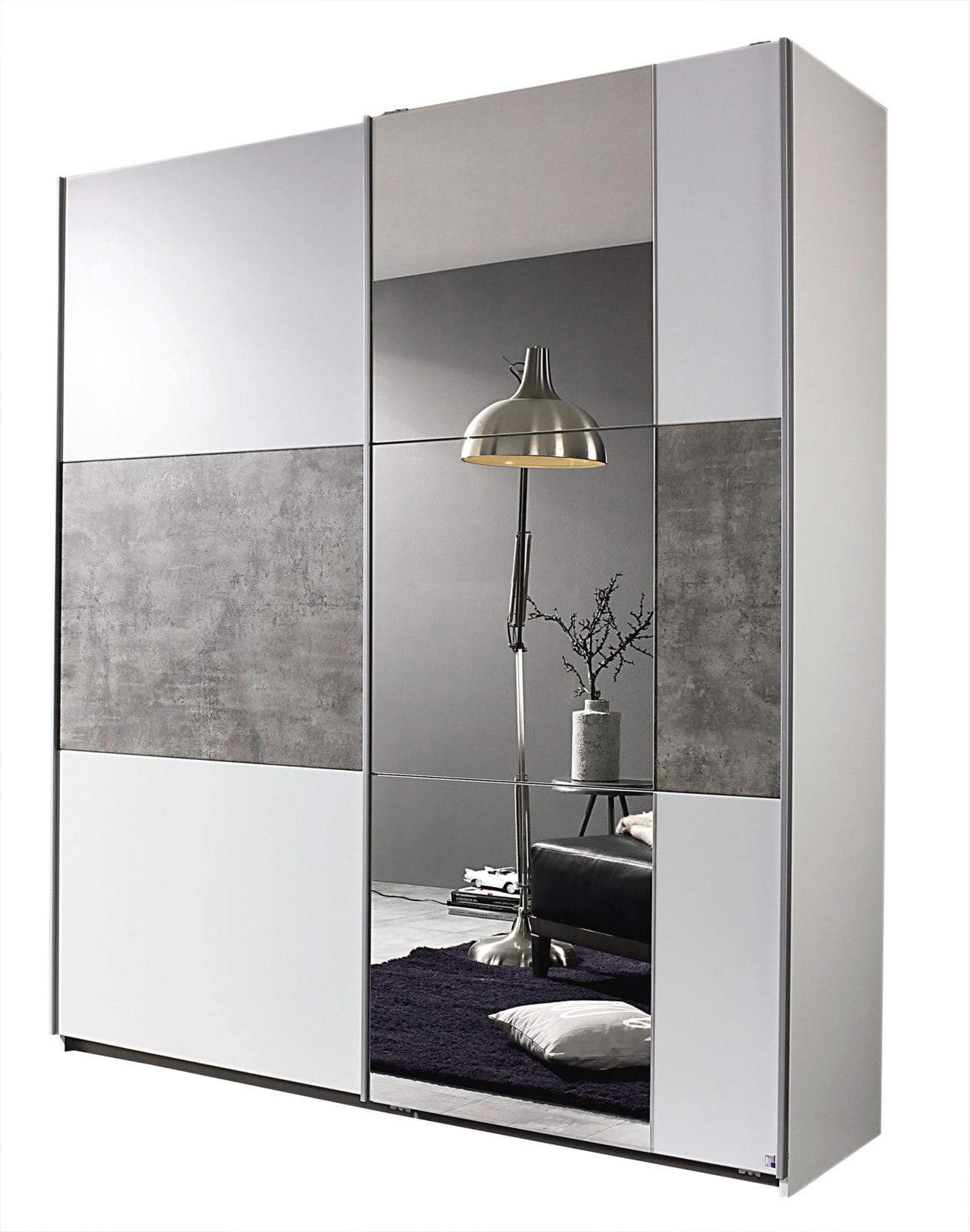 Kleiderschrank PRENZLAU 175 x 210 cm Alpinweiß/Steingrau