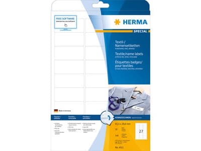 HERMA Special Name labels - Acetatsilke - fjernbart selv-adhesiv - hvit - 63.5 x 29.6 mm 540 etikett(er) (20 ark x 27) merkelapper