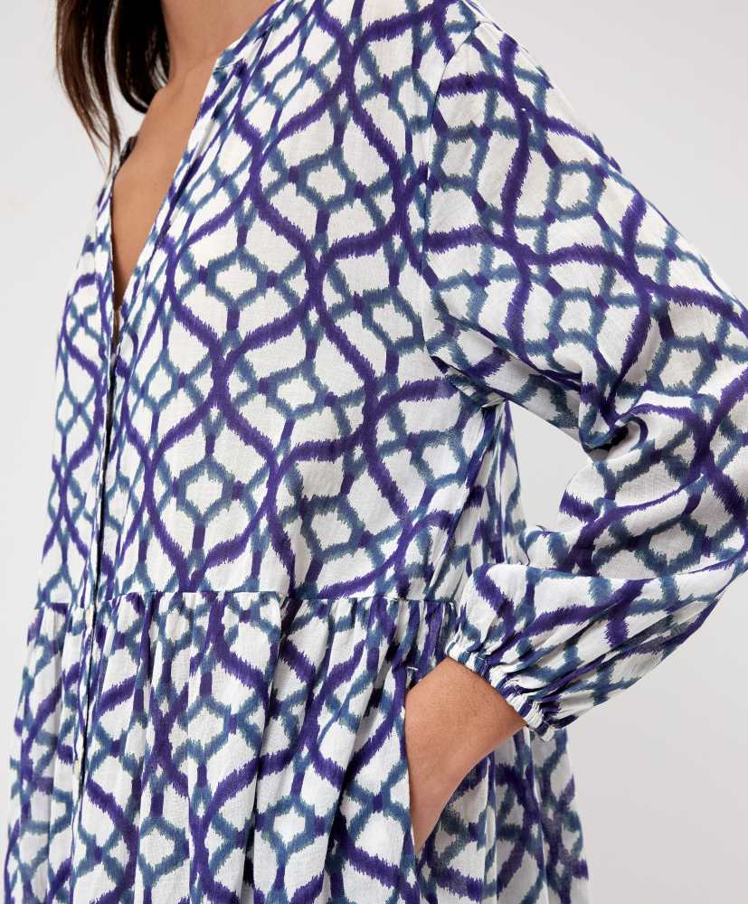 Vestido túnica, 100% algodão, estampado