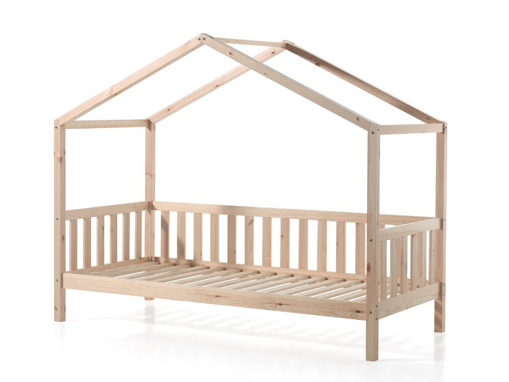 Dallas 1 Hausbett mit seitlicher Umrandung 90 x 200 cm Liegefläche, Natur