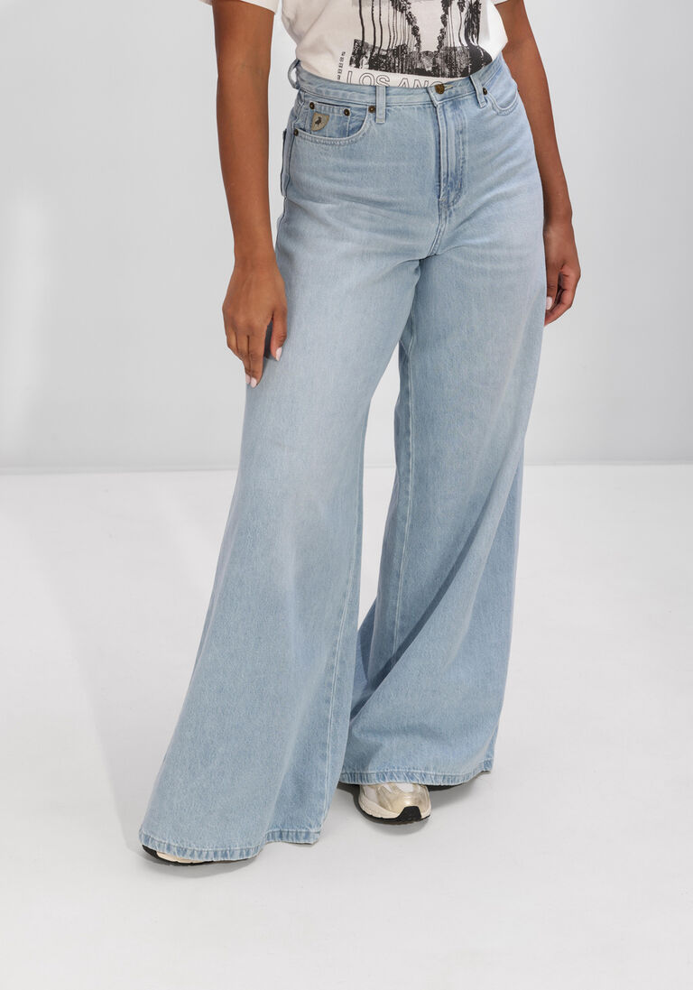 lichtblauwe lois jeans wijde broek marlene
