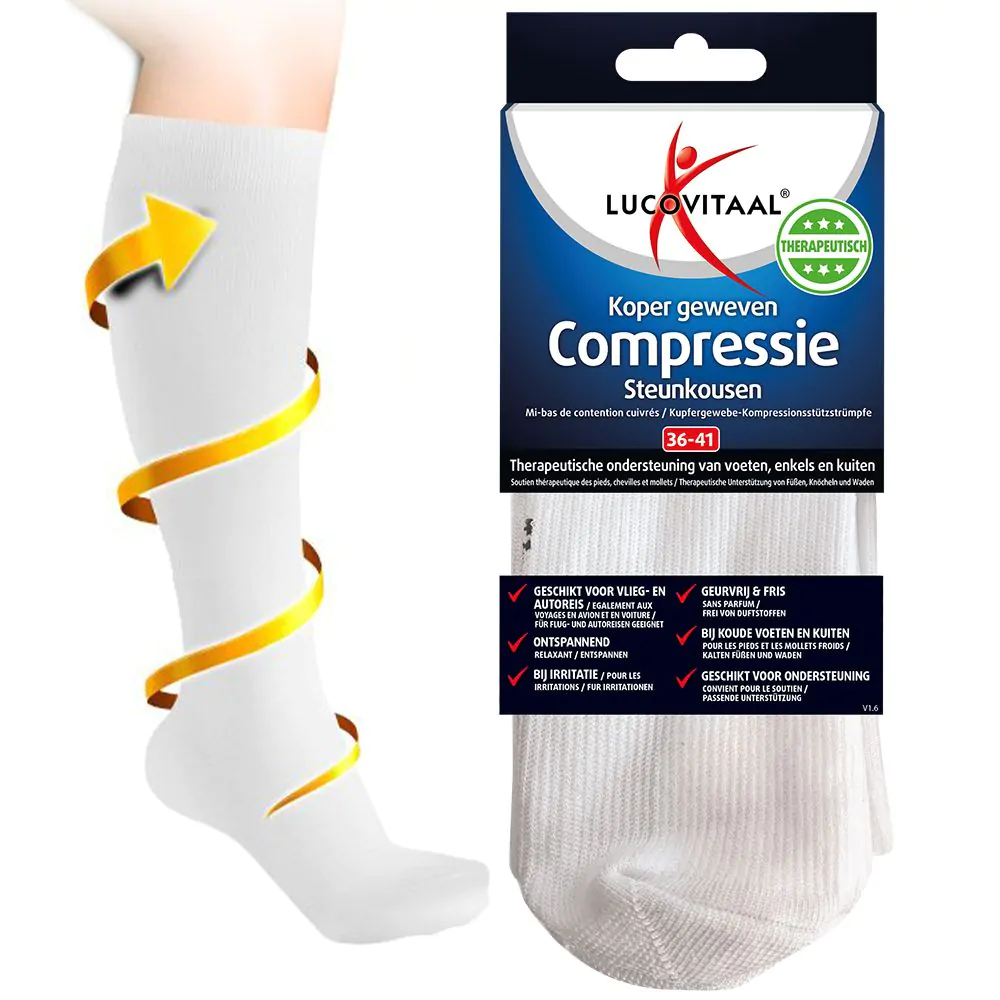 Koper Geweven Compressie Steun Kousen (Wit)
