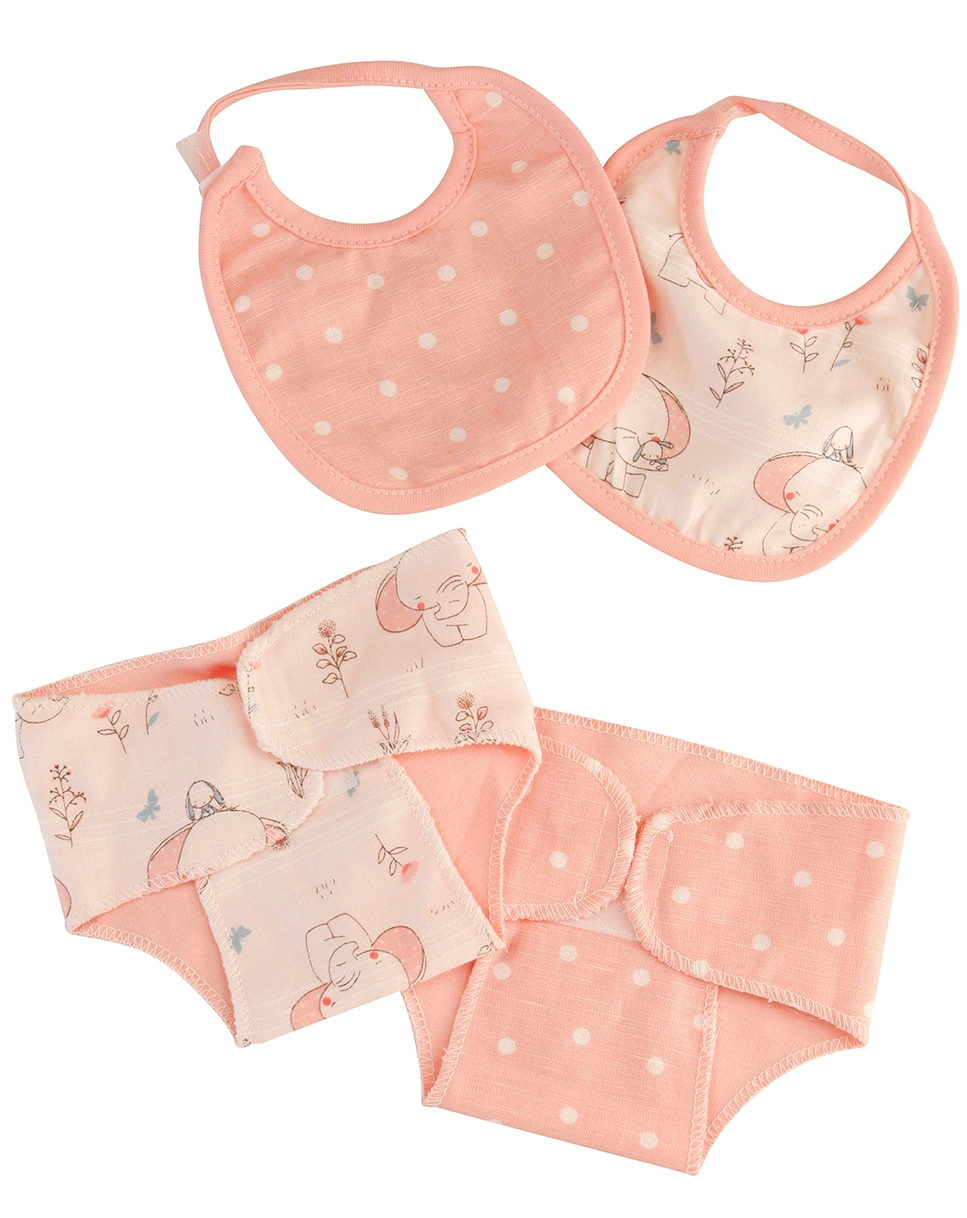 Puppenzubehör WINDEL&LÄTZCHEN - ELEFANT (45cm) 4-teilig in rosé