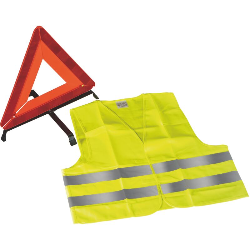 Triangle de signalisation + 1 Gilet Haute Visibilité jaune OFFERT