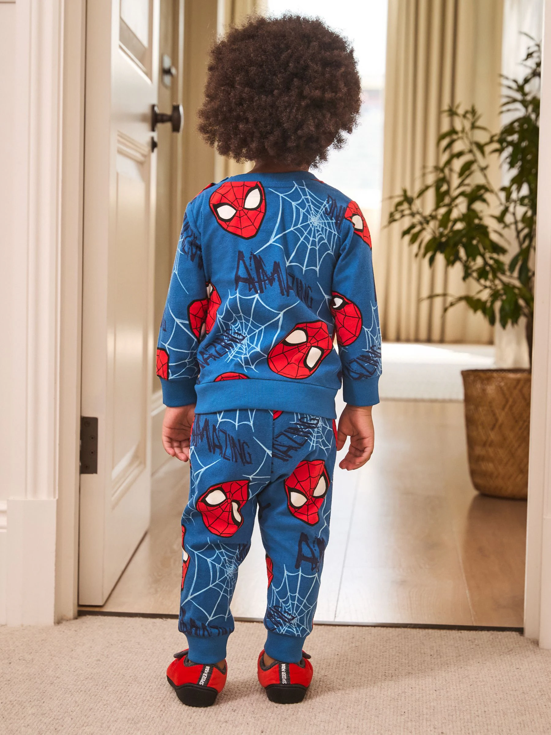 Marineblauw Spider-Man - Enkele behaaglijke fleece pyjama met licentie (12mnd -10jr)