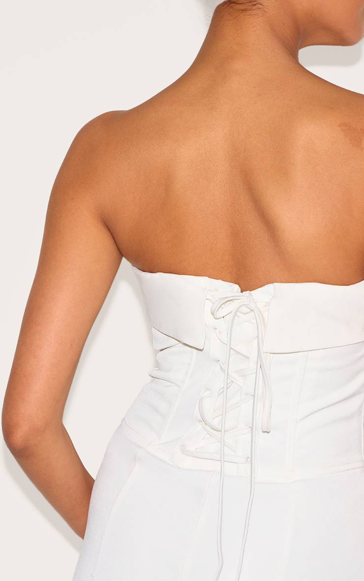 Blanc Combinaison Pantalon Large À Bandeau En Tissu Tissé Premium