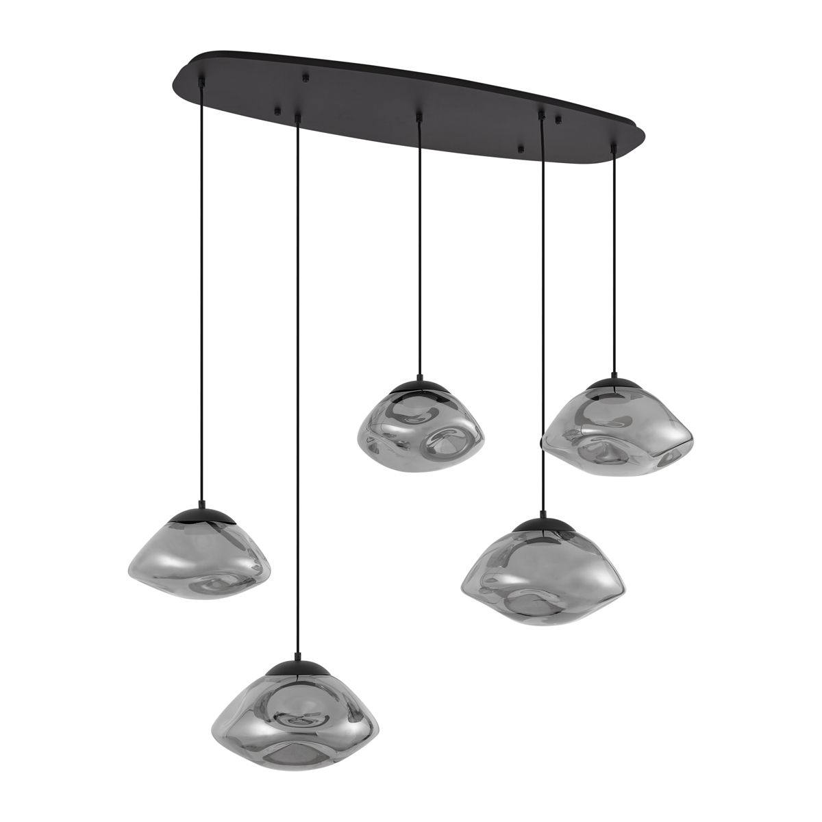 Design hanglamp zwart met smoke glas 5-lichts - Gus