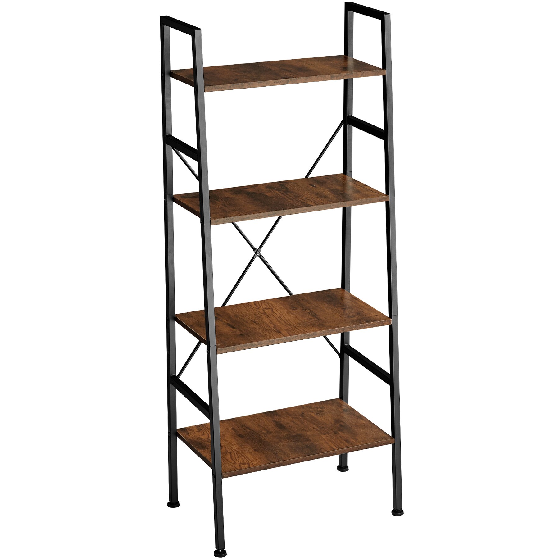 tectake® Leiterregal, Industrial Style, mit 4 Ebenen, inklusive Kippschutz, 57,5 x 35,5 x 139 cm