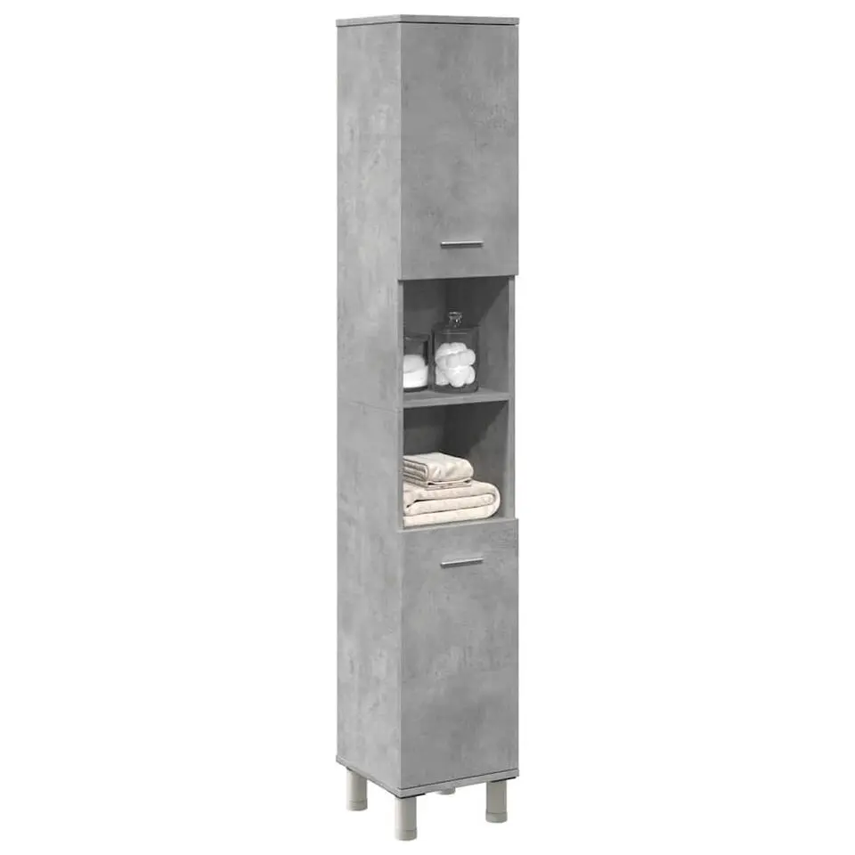 vidaXL - Kolomkast met 2 deuren 2 vakken - Betongrijs spaanplaat - 30x30x190 cm