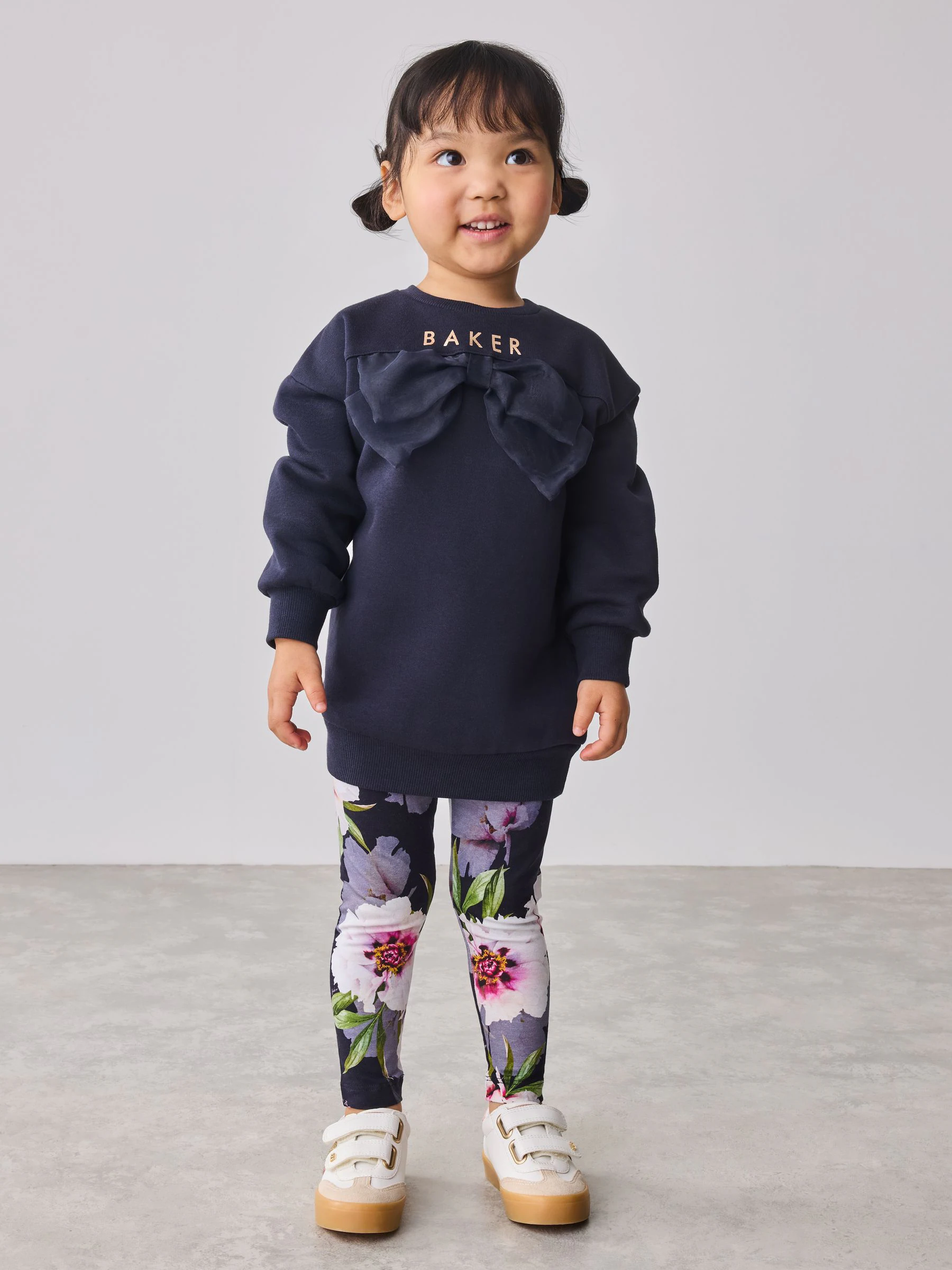 Marineblauw - Baker by Ted Baker 2 Piece Longline Bow Sweat and Floral Leggings Set