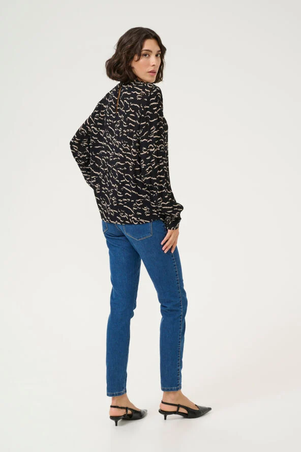 Kaffe KAluna Blouse Black/beige abstract print