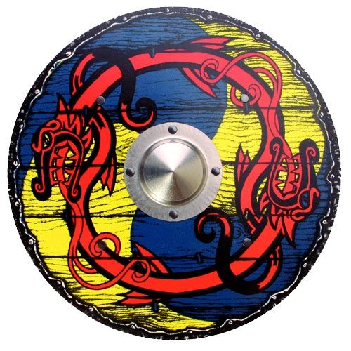 Viking schild geel-blauw - groot