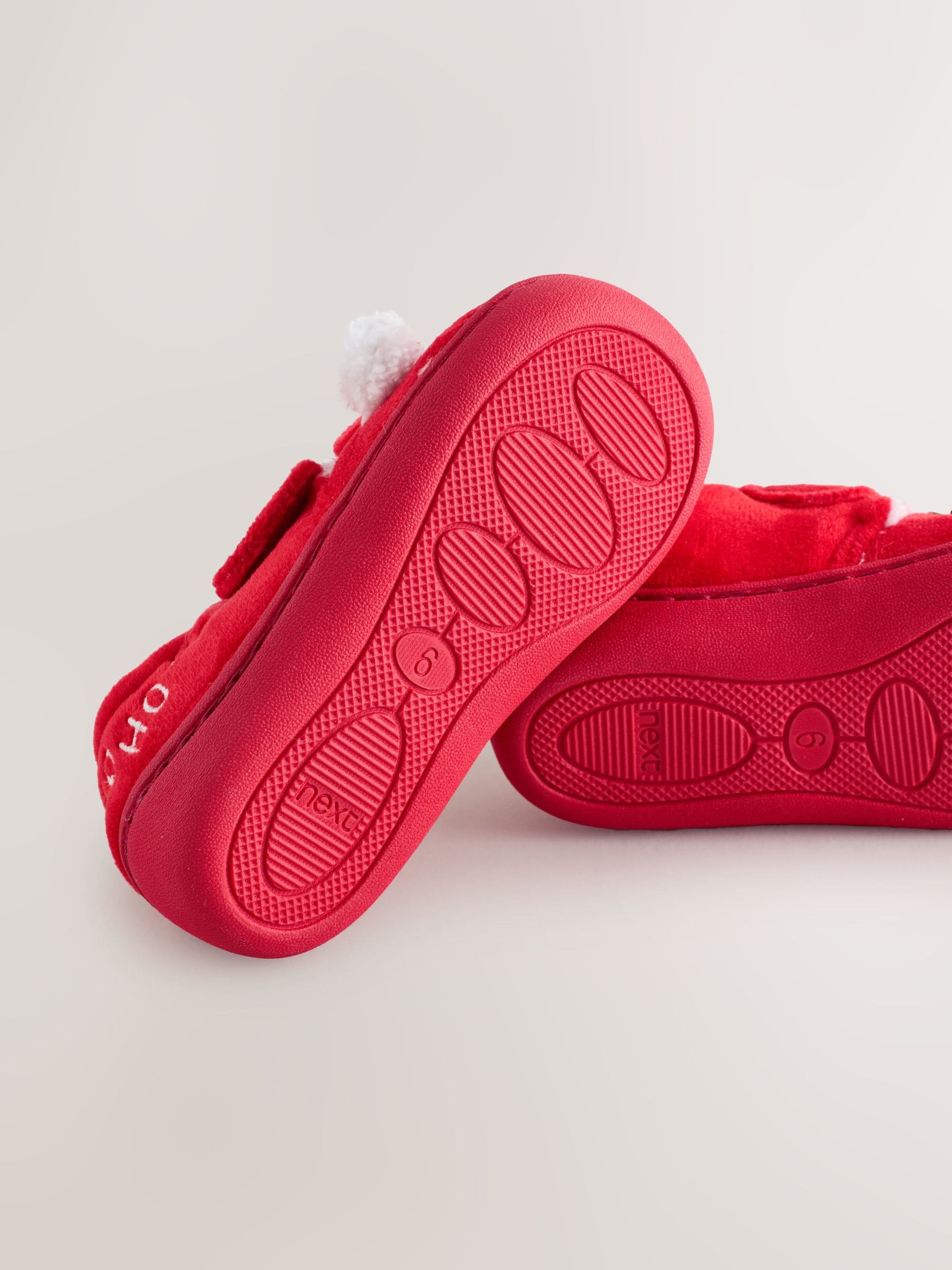 Rood/wit Kerstmis - Warm gevoerde pantoffels met kuipzool
