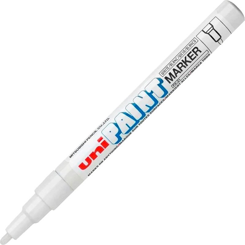 Marqueur permanent Uni Ball Paint Marker pointe ogive 0,8 à 1,2 mm blanc