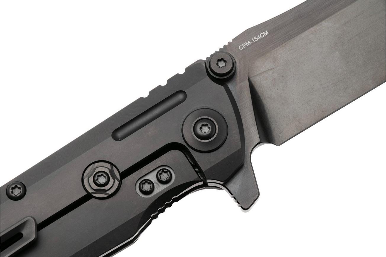 Reate District 9 V2, 9DV2-BE-SAT-TI-BL, Black DLC 154CM, Dark Bead Blasted Titanium/Carbon Fiber zakmes