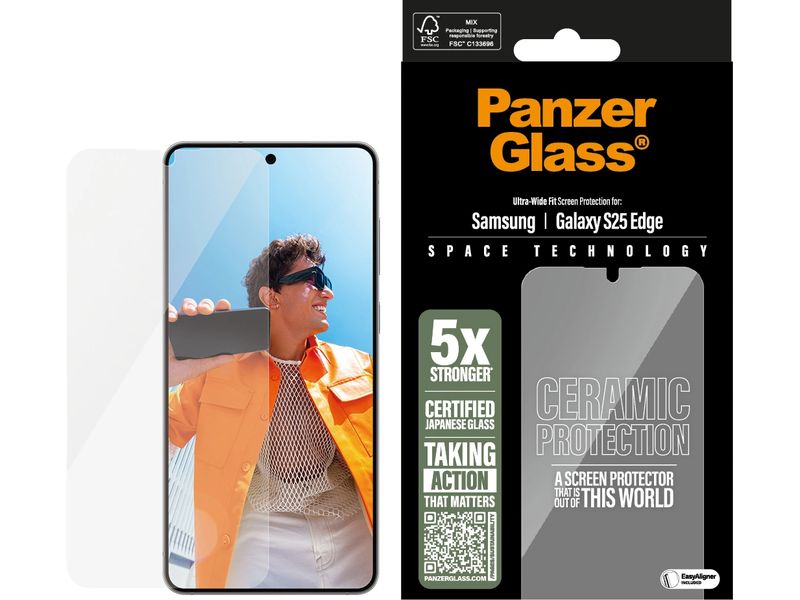 Panzerglass Displayschutz Ceramic Ultra-Wide Fit Displayschutz für das Samsung Galaxy S25 Edge