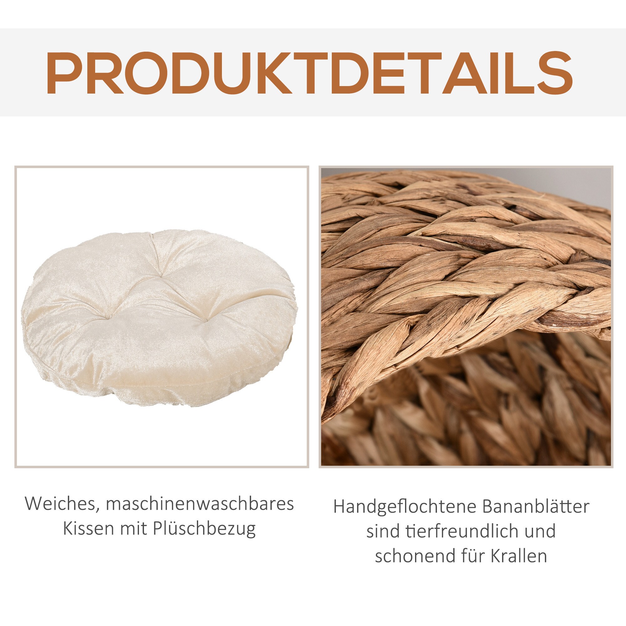 PawHut Katzenhaus aus Rattangeflecht 50 x 42 x 60 cm (BxTxH)