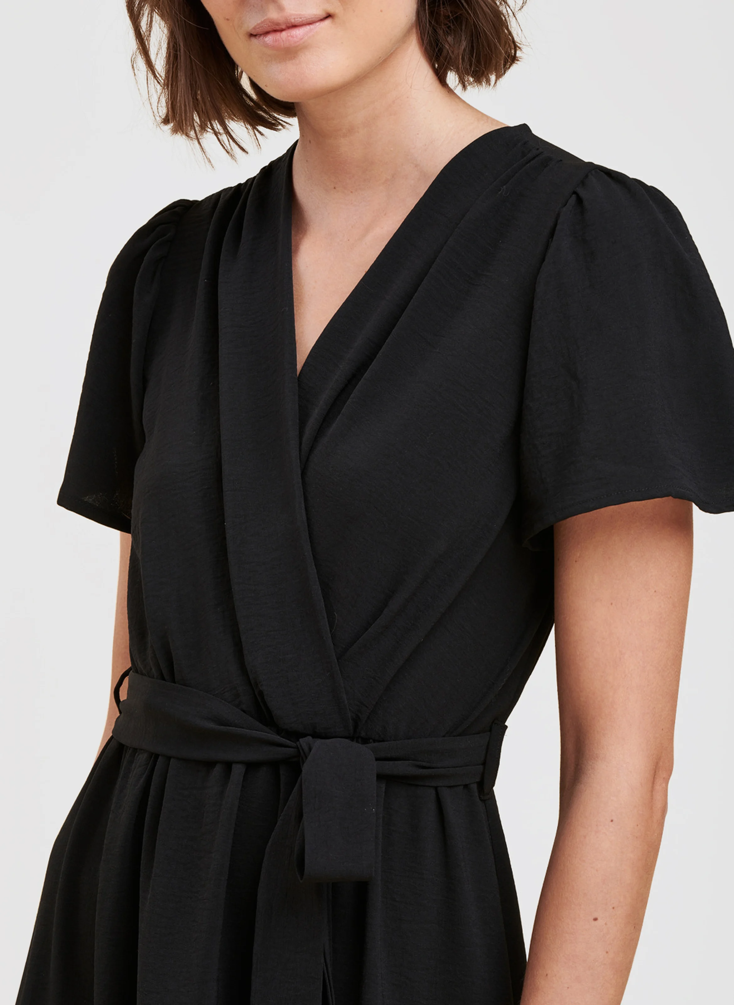 Robe longue col V| Noir