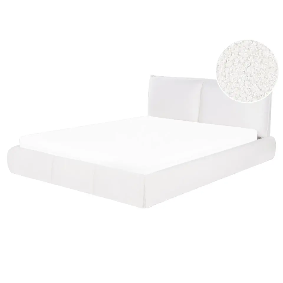 VINAY - Tweepersoonsbed - Wit - 160 x 200 cm - Bouclé