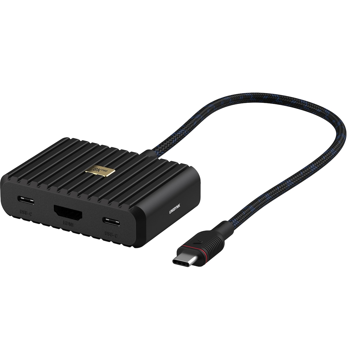 Unisynk 5-porters 8K 100W USB-C hub (sort)