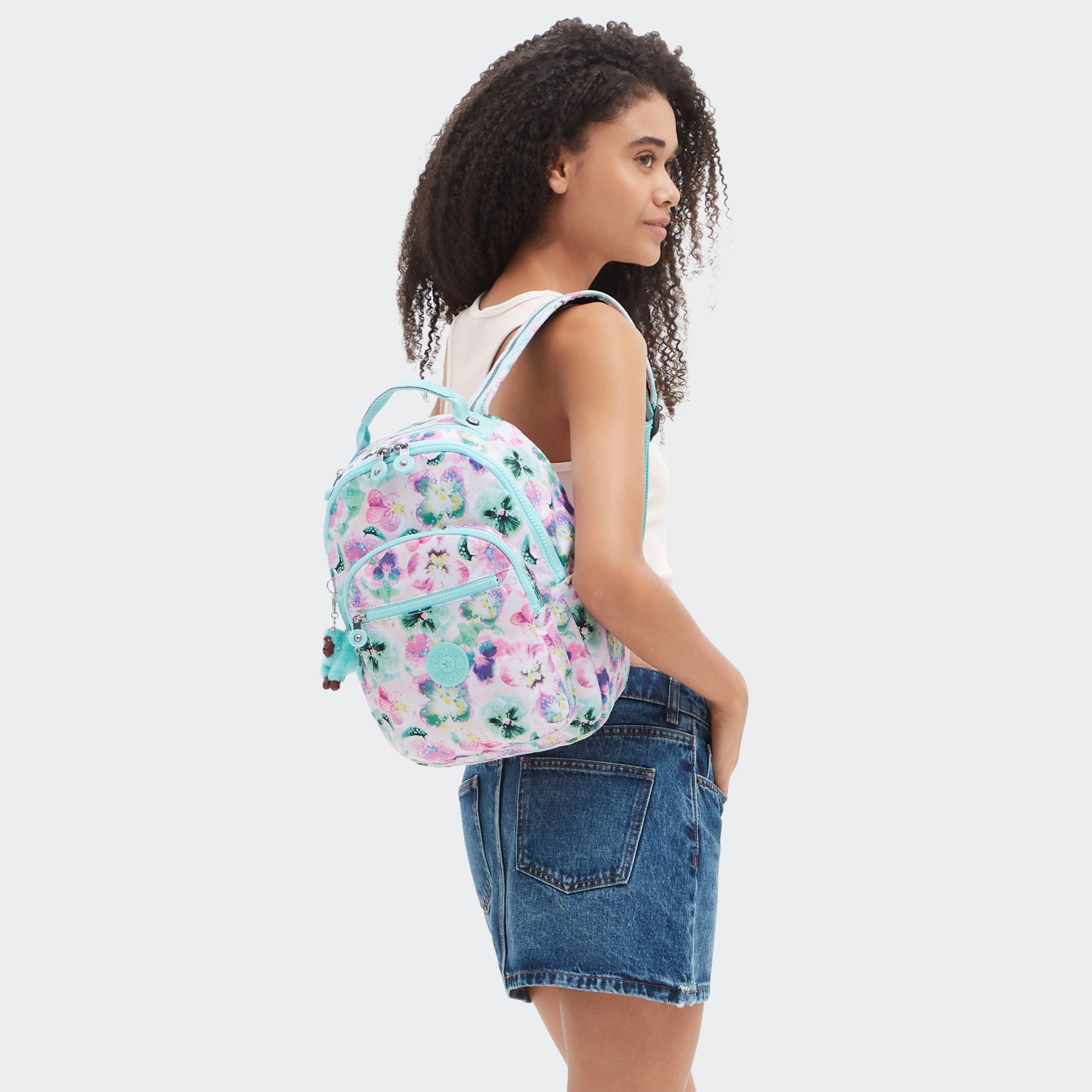 SEOUL S Petit Sac à Dos avec Compartiment pour Tablette - Aqua Blossom