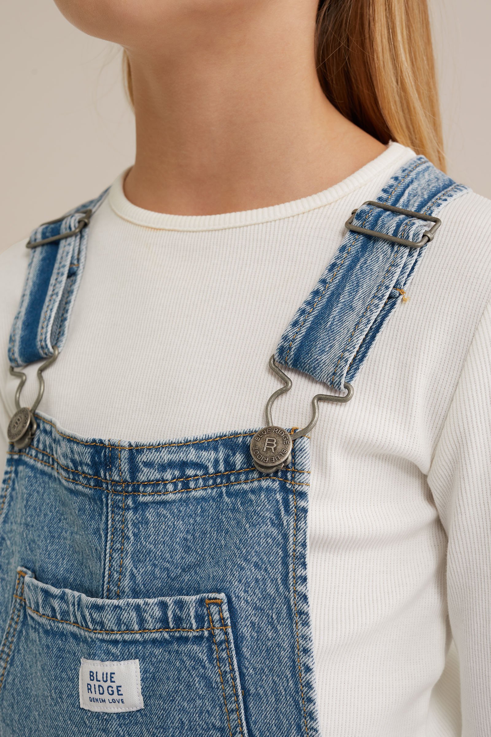 Meisjes relaxed fit tuinbroek Blue Ridge Blauw