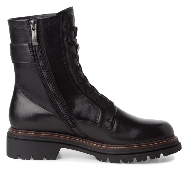 Tamaris Schnürboots  , Blockabsatz, Schnürstiefelette mit auffälliger Zierschnalle