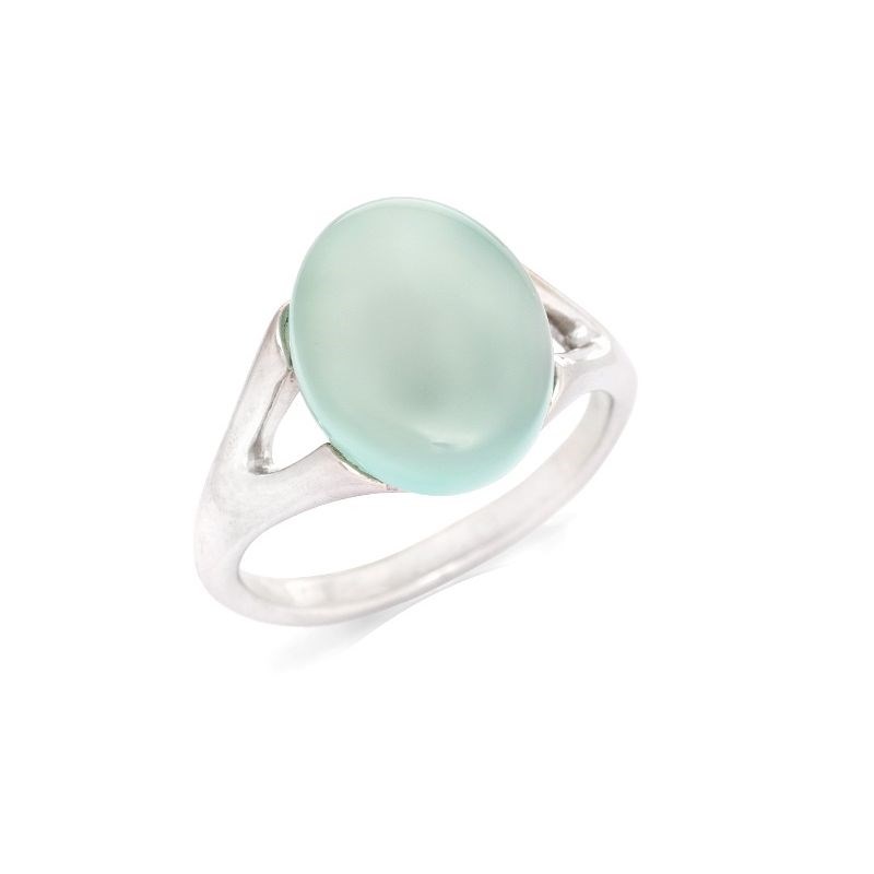 BAGUE AGATE AQUA ARGENT RHODIE