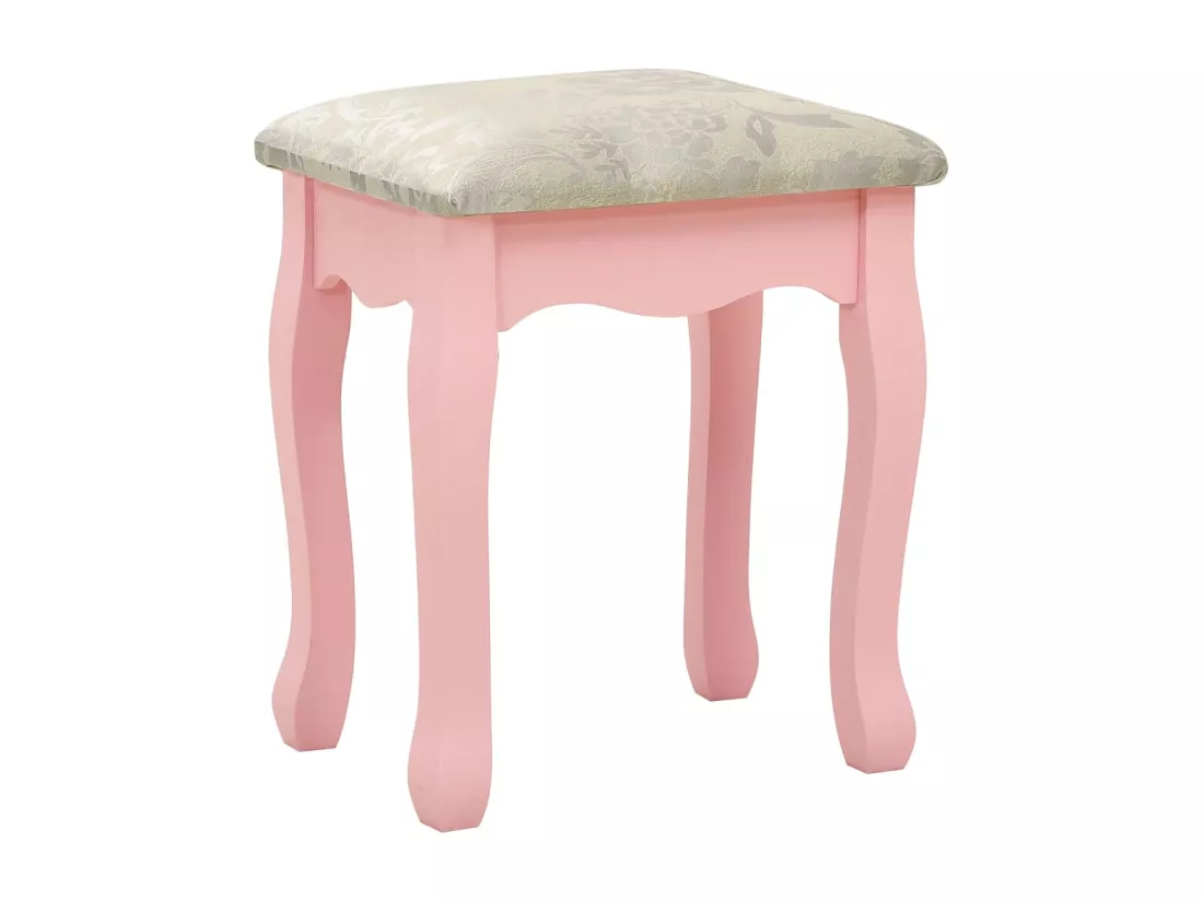 Coiffeuse avec tabouret et miroir pliable en 3 Rose