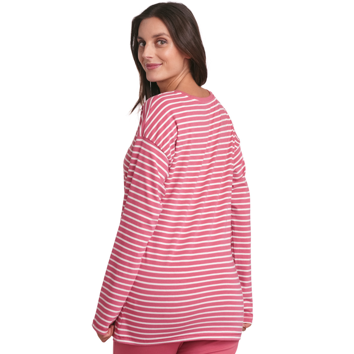 Gina Benotti Damen Schlafshirt mit Streifen himbeer