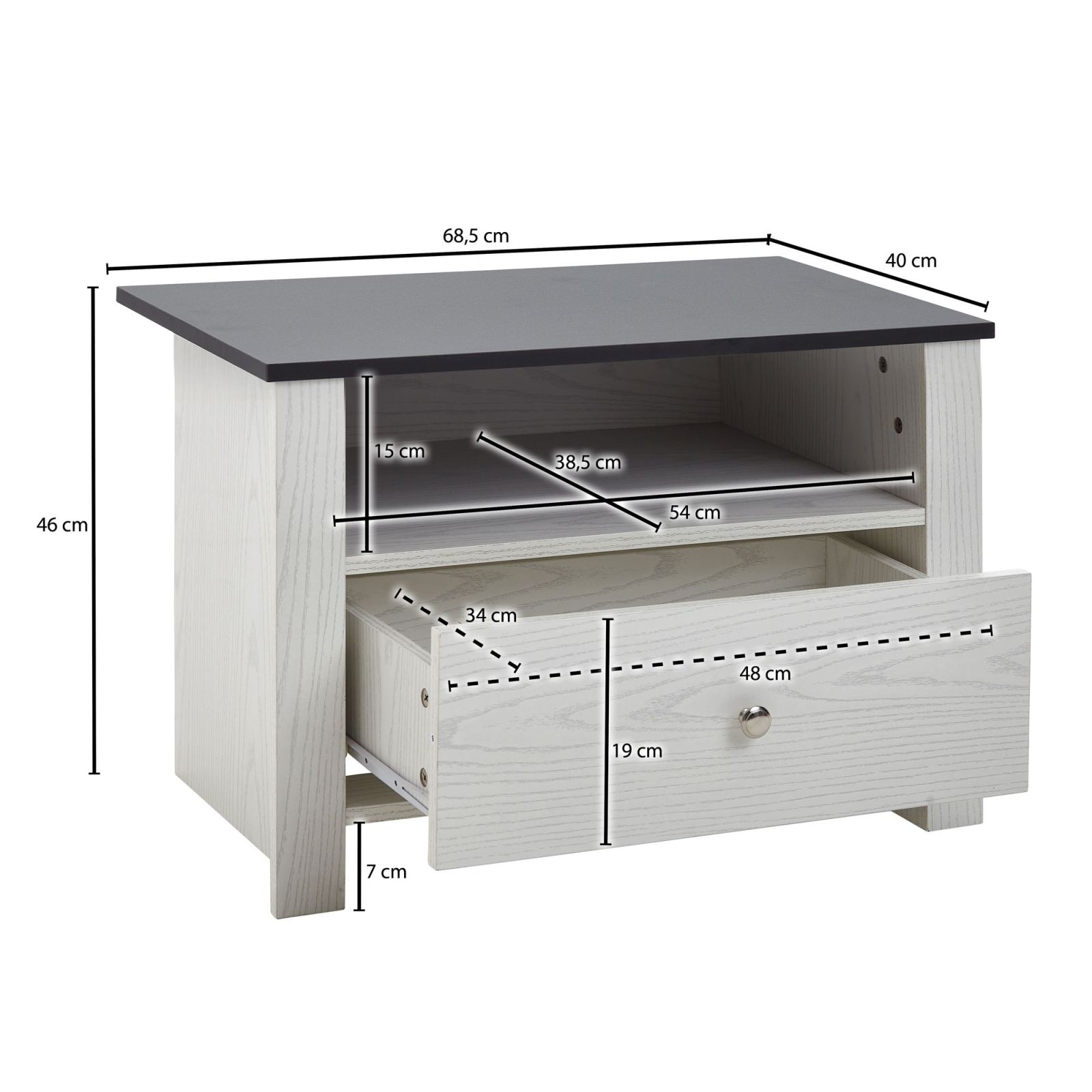 Schuhschrank - weiß-schwarz - 68 cm