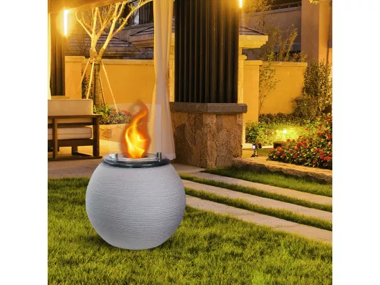 Brasero de jardin cheminée au bioéthanol pour intérieur et extérieur BOTTICELLI Corda Beige d.40 x h54