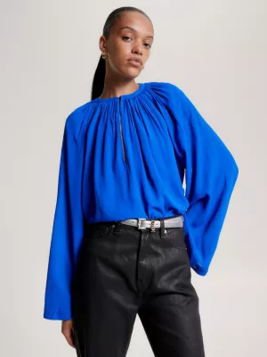 Blusa de crepe oversized com franzidos