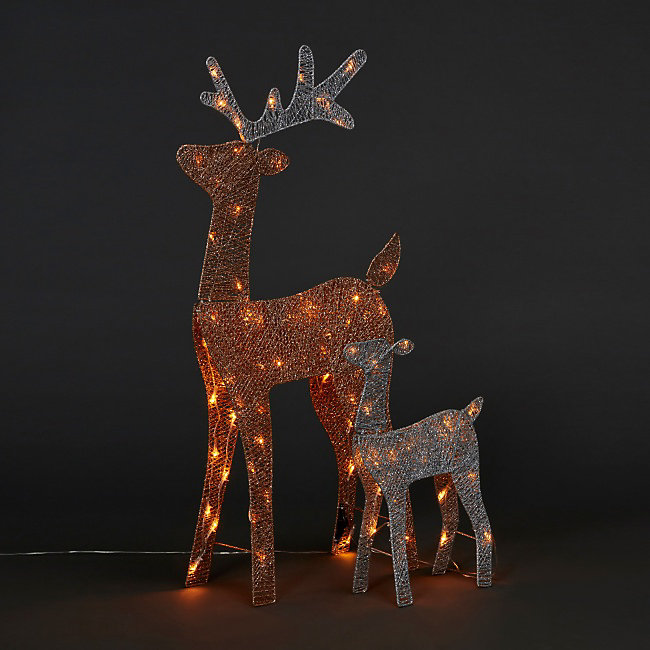 Renne lumineux blanc / chaud pour intérieur/extérieur, lot de 2
