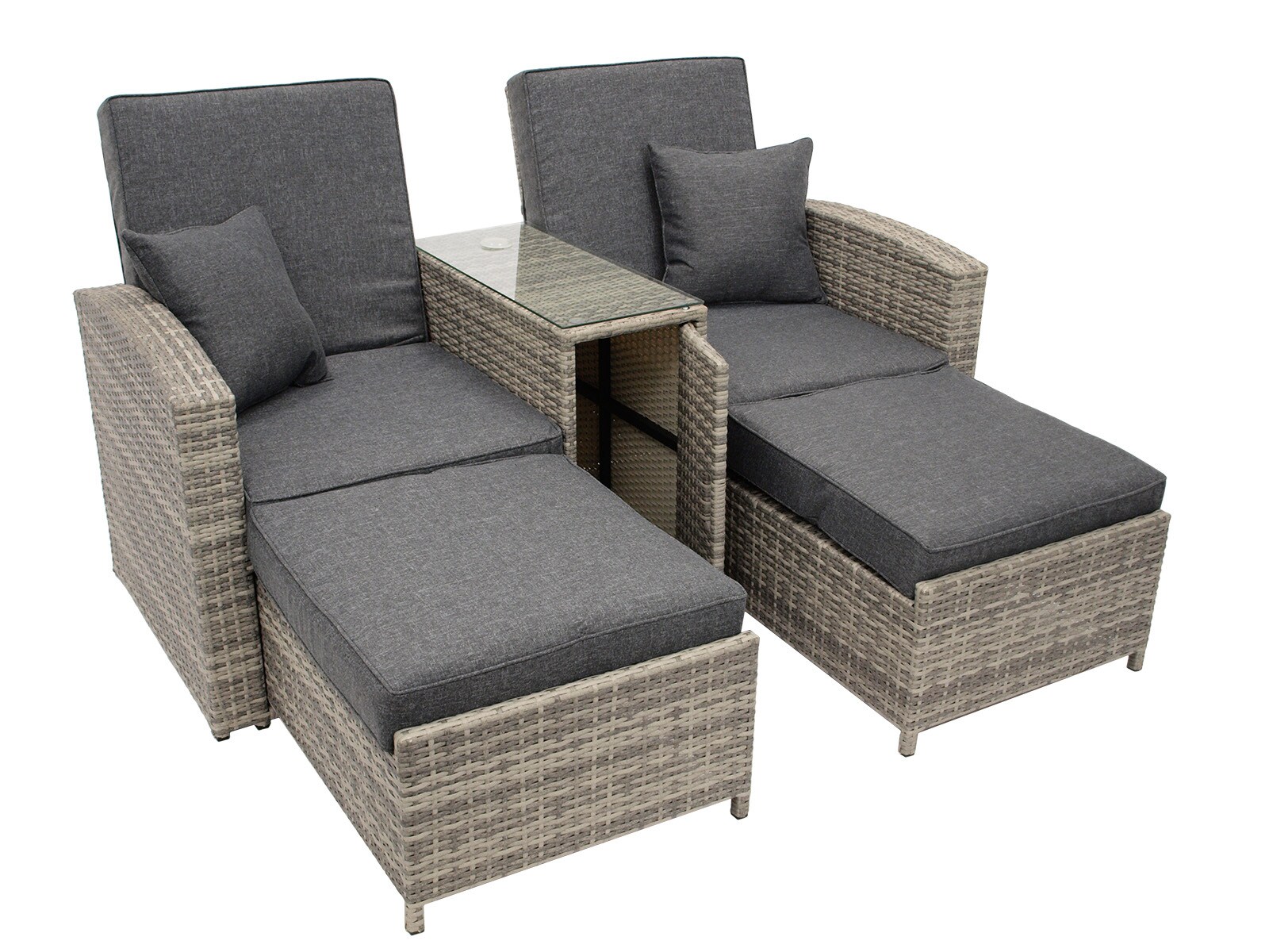 DEGAMO Funktions - Doppelliege MATERA, Alu + Polyrattan grau-bicolor
