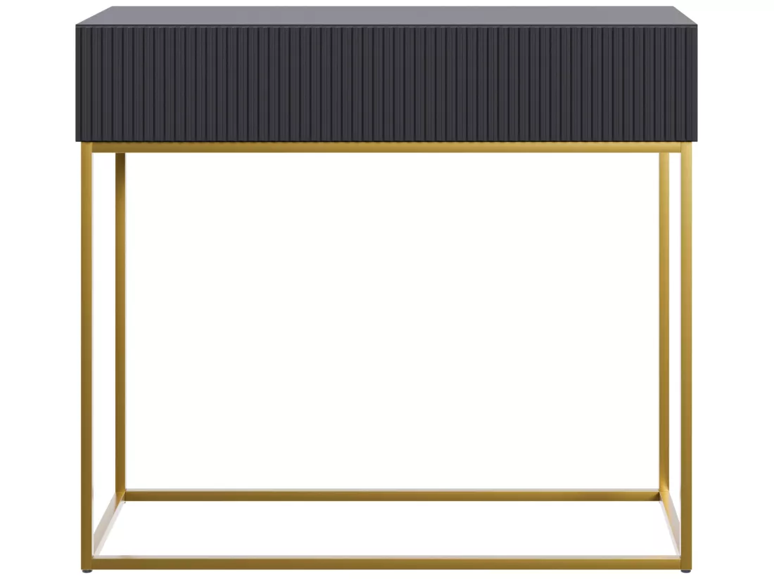 Table console - 90 cm - noir avec pieds dorés - VELDIO
