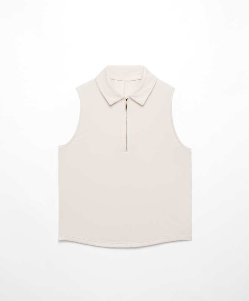 Camisa polo sem mangas com zíper