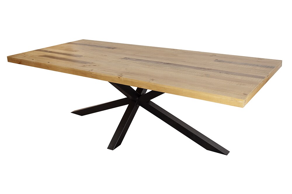 riess-ambiente Esstisch GALAXIE - 240cm massiv vintage braun recyceltes Pinienholz schwarzes Stahlgestell