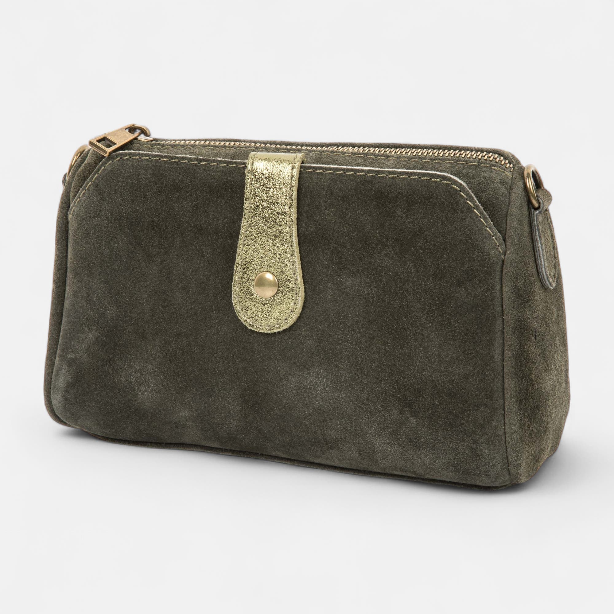 Sac bandoulière en cuir kaki