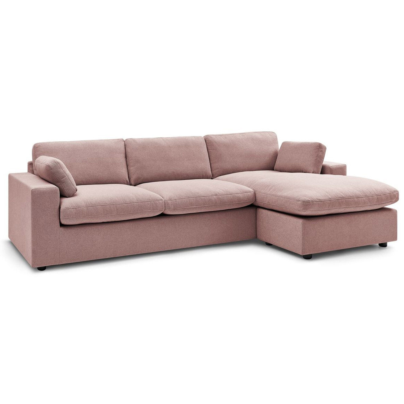 Bobochic Canapé d'angle fixe réversible belair rose - 280x139 cm