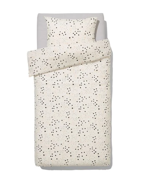 housse de couette enfant 140x200 flanelle pois blanc
