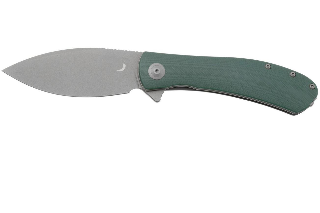 Trollsky Knives Mandu XL MT007-XL Dark Bead Blast D2, Green G10 zakmes