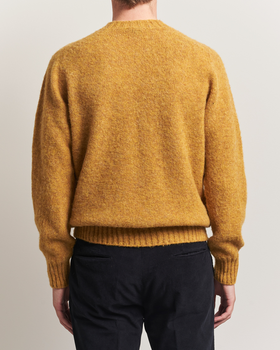 Sunspel Brushed Shetland Crew Neck Saffron